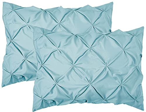 Elegant Comfort 2-Pack Sham Set Pinch Pleat Design, 1500 Premium Hotel Quality Microfiber, Stylish Design-Easy Care, Wrinkle and Stain Resistant, 2-Piece Sham Set, Pleated Standard/Queen, Aqua - color: Aqua, size: 26" x 20" (Pack of 2)