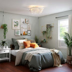 Boho Ceiling Fan with Lights Flush Mount,20 Inch Bohemia White Wood Bead Close to Ceiling Fan Light, 4 Lights Low Profile Enclosed Ceiling Fans with Remote Control for Bedroom Living Room Kitchen - color: White