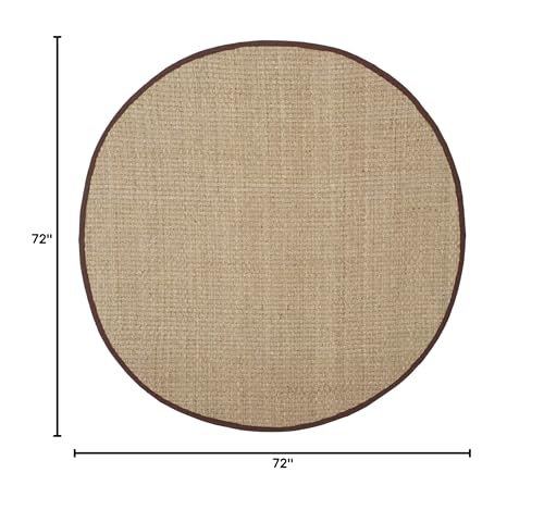 SAFAVIEH Area Rug 6' Round - Natural Fiber Collection - Natural & Dark Brown, Seagrass, Basketweave Pattern with Border (NF114K) - color: Natural/Dark Brown, size: 6' (Round)