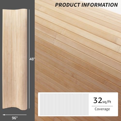 Art3d Natural Bamboo Wall Panel for Interior Wall Decor, Renewable Pole Wrap Wainscoting Paneling for Wall Ceiling Furniture Cabinet Office, 48 x 96 Inch - Carbonized - color: Carbonized, size: 1-48" x 96"