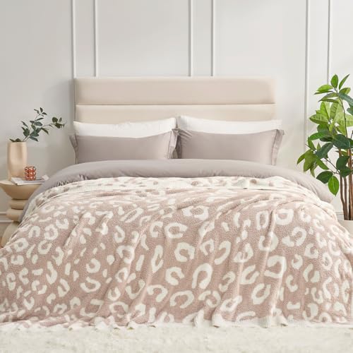 Snuggle Sac Leopard Microfiber Blanket, Queen Size Beige, 90x90 inches, Reversible Cheetah Pattern, Warm, Soft, Cozy - color: Leopard Beige, size: Queen(90"x90")