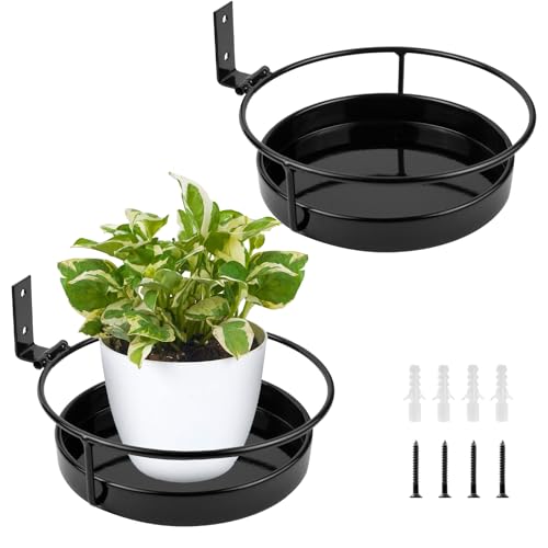 ARTORA Wall Mounted Plant Holder, 2 Pack Metal Flower Pot Wall Hanging Shelf Black Indoor Outdoor Decorative Floating Shelves Planter Hanger Racks for Bedroom Living Room Porch Balcony Decor