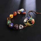 7 Chakras Stones Healing Crystals Tree of Life Wall Hanger Tumbled Gemstones Meditation Hanging Ornament Christmas Tree Memorial Hanging Pendant - color: A-style 2