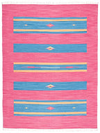 SAFAVIEH Area Rug 8x10 - Montauk Collection - Large - Red & Blue, Handmade Cotton, Boho Style, Ideal for Living Room, Bedroom, Office, Dining Space (MTK551Q) - size: 8' x 10' (Rectangular)