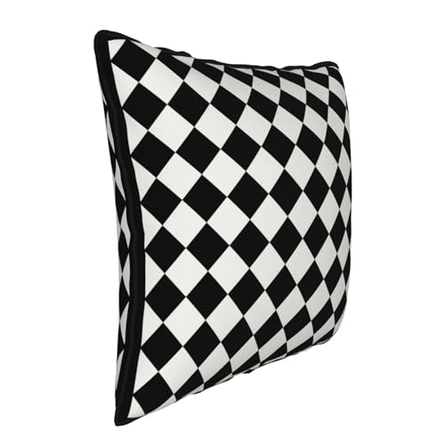 Black and White Plaid Checkered Velvet Throw Pillow Cover 18"x18" Decorative Square Pillow case Print Cushion Covers for Bed Sofa Living Room Car Home Deco - color: Black and White Plaid Checkered, size: 18" x 18" (Pack of 1)
