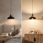 1-Pack Pendant Light Fixtures, Industrial Hanging Light with Metal Shade, Farmhouse Pendant Lighting for Kitchen Island, Hallway, Dining Room, Black & Gold - color: Metal Shade 1-Light (Black and Gold)
