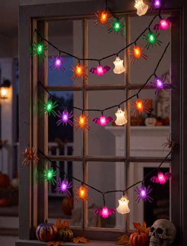 8.5ft LED Halloween String Lights with 10 LED Bulbs, Fairies Bats Spiders Lights - color: Multicolor Fairies Bats Spiders