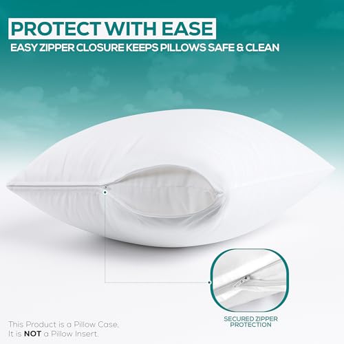 Set of 4 Pillow Protectors with Zipper Toddler Size, Bed Bug and Dust Mite Proof Pillow Covers, Ultra Soft Pillow Encasements, Moisture Wicking and Waterproof Pillow Cases by Utopia Bedding (White) - size: Toddler (Pack of 4)
