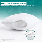 Set of 2 Pillow Protectors with Zipper Standard Size, Bed Bug and Dust Mite Proof Pillow Covers, Ultra Soft Pillow Encasements, Moisture Wicking and Waterproof Pillow Cases by Utopia Bedding (White) - size: Standard (Pack of 2)