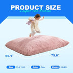 Hobestluk 3 in 1 Bean Bag Chair Giant Bean Bag Chairs for Adults with Chevron Plush Fur Cover Convertible Bean Bag Floor Cushion with Machine Washable Cover for Living Room (Chevron Plush Pink) - color: Rose Pink