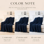 Battilo Cozy Navy Blue Throw Blanket 50" x 60" | Hand Knitted Chunky Knit Throw Blanket, Soft Jumbo Chenille for Couch Sofa Bed - color: Navy