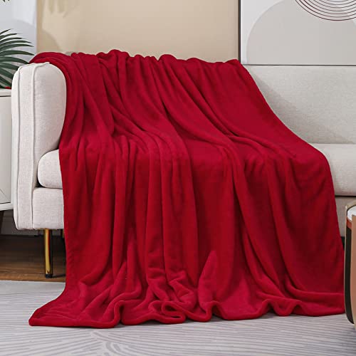 JIAHANNHA Red Throw Blanket Decorations Thin Fleece Blanket 50"x60",Super Soft Cozy Plush Throw Blanket for Couch Sofa Bed,Warm and Lightweight Bed Blankets for Adults - color: Red, size: Throw(50"×60")
