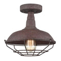 DAYCENT Rustic Semi Flush Mount Ceiling Light Barn Style Light Fixture Farmhouse Metal Cage Ceiling Light 1-Light Industrial Wire Caged Flush Mount Light Rust Finish for Hallway Foyer Kitchen - color: Hard-wired Ceiling