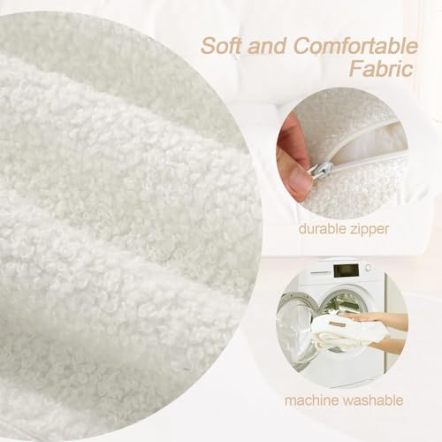 MeMoreCool Stuffed Round Pouf Ottoman Foot Rest, Floor Pouf Foot Stool with Soft Foam Chunk Filling, Small Round Ottoman Footstool Circle Footrest for Living Room, Beige - color: Teddy Beige