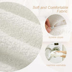 MeMoreCool Stuffed Round Pouf Ottoman Foot Rest, Floor Pouf Foot Stool with Soft Foam Chunk Filling, Small Round Ottoman Footstool Circle Footrest for Living Room, Beige - color: Teddy Beige