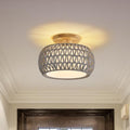 Boho Rattan Ceiling Light Fixture - 3 Style Options Wicker Semi Flush Mount Ceiling Lights,Grey Coastal Light Fixtures,Bohemian Woven Basket Chandelier for Hallway Bedroom Nursery Kitchen Laundry - color: Gray