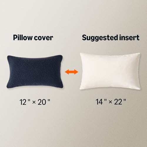 Amazon Basics Boucle Lumbar Throw Pillow Covers for Couch, Living Room, Home Decor with Hidden Zipper, Blue, 12×20in, Pack of 2 - color: Blue, size: 20" x 12" (Pack of 2)