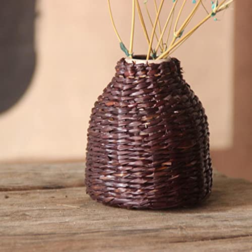 Handmade Straw Woven Flower Vase Basket - Home Garden Decoration for Green Plant - Perfect for Wedding and Party Decor - Ideal Gift for Friends - Portable and Durable Seagrass
