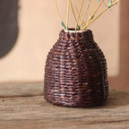 Handmade Straw Woven Flower Vase Basket - Home Garden Decoration for Green Plant - Perfect for Wedding and Party Decor - Ideal Gift for Friends - Portable and Durable Seagrass