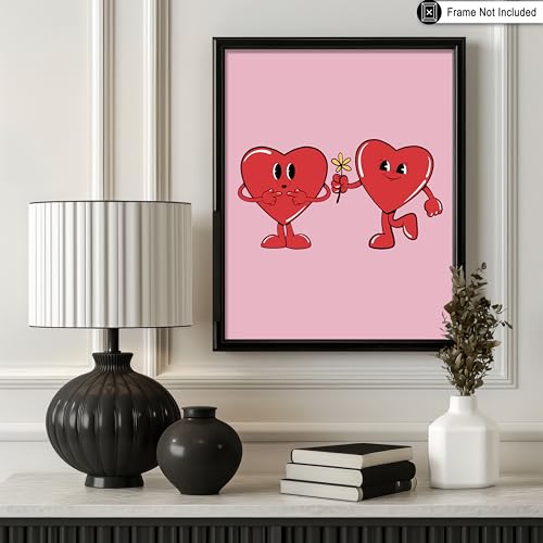 Poster Master Heart Couple Poster - Retro Love Print - Preppy Design - Trendy Art - Valentine's Day Couple Artwork - Groovy Hearts Design - Romantic Dorm or Bedroom Decor - 8x10 UNFRAMED - color: Style-08, size: 8"L x 10"W