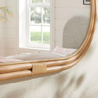Modway Corsica Oval Rattan Wall Mirror in Natural with Natural Frame – Boho Coastal Hanging Accent Mirror for Bathroom, Bedroom, or Entryway