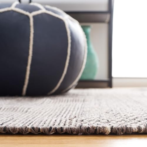 SAFAVIEH Montauk Collection Accent Rug - 3' x 5', Ivory & Anthracite, Handmade Flat Weave Boho Farmhouse Cotton Tassel Fringe, Ideal for High Traffic Areas in Entryway, Living Room, Bedroom (MTK330N) - color: Ivory/Anthracite, size: 3' x 5' (Rectangular)