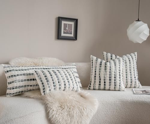 Caflife Boho Lumbar Pillow Covers 14x36 Inch Long, Farmhouse Black Striped Textured Chenille Decorative Couch Pillow Cases, Rustic Accent Cushion Covers for Sofa Bed Living Room Bedroom, Pack of 1 - color: Black, size: 36" x 14" (Pack of 1)