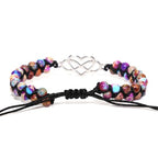 Women Boho Wrap Bracelet,Handmade Natural Stone Crystal Emperor Beads Heart Bracelet, Fashion Bohemian Jewelry Gift for Women - color: Double Heart