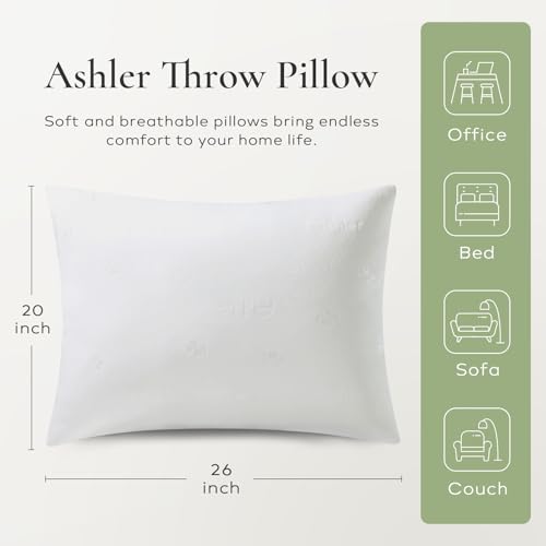 Ashler Throw Pillow Inserts- 20x26 Pillow Inserts with Air Layer, Premium Bed and Couch Pillows - Indoor Decorative Throw Pillow, Lumbar Cushion Sham Stuffer, Pack of 2, White - size: 20x26 Inch