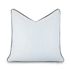 Hofdeco Premium Coastal Hampton Outdoor Performance Throw Pillow Cover Only, 22"x22" Water Repellent, UV and Fade Resistant for Backyard, Couch, Poolside, Azure Blue Indigo Woven Coastline Stripes - color: Azure Blue Indigo Coastline Stripes 22"x22"