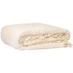 GLORY SEASON 100% Cotton Throw Blanket in Cream Jacqard Weave Fabric with Fringe Soft All Season Cover for Bed Couch and Living Room Sofa,Chair 50x60 Inches - color: Cream