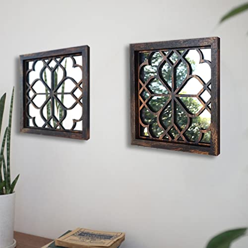 Wocred Set of 4 Mirrors Square Wall Mirror,Gorgeous Rustic Farmhouse Accent Mirror,Caramel Color Entry Mirror for Bathroom Renovation,Bedrooms,Living Rooms and More (12”x12”4pcs) - color: Caramel Color, size: 12x12 inch - 4 PCS