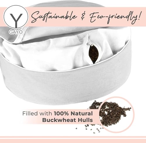 Y O Gayo Meditation Cushion and Floor Pillow. Ideal for Meditation Pillow, Yoga, & Floor Sitting - Premium Buckwheat Supportive Round Cushion with Changeable Cover. Versatile & Stylish - 16" in