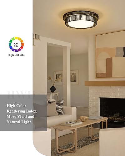 HWH 18'' Boho Ceiling Light Fixture with Remote Control, 36W 5CCT LED Coastal Lighting, Black Finish, 5HYS78LF-LED BK - color: Black, size: 18 Inch