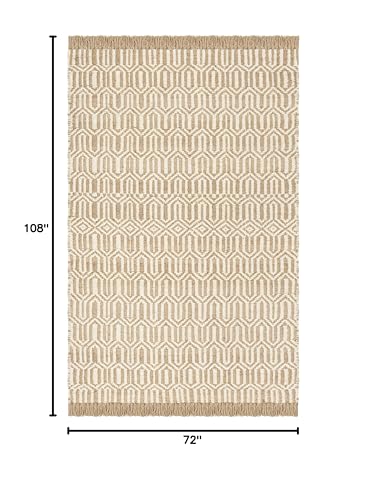 SAFAVIEH Natural Fiber Collection Area Rug - 6' x 9', Natural & Ivory, Handmade Boho Farmhouse Fringe Jute, Ideal for High Traffic Areas in Living Room, Bedroom (NF184A) - size: 6' x 9' (Rectangular)