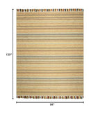 SAFAVIEH Area Rug 8x10 - Montauk Collection - Large - Green & Multi, Handmade Cotton, Boho Stripe Fringe Design, Ideal for Living Room, Bedroom, Office, Dining Space (MTK901G) - color: Green/Multi, size: 8' x 10' (Rectangular)