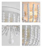 Q&S White Boho Beaded Chandeliers Flush Mount Ceiling Light,3-Lights Small Chandelier Light Fixture for Bedroom,Kitchen,Dining Room,Living Room,Stairway Gazebo - color: Ceiling-3WH
