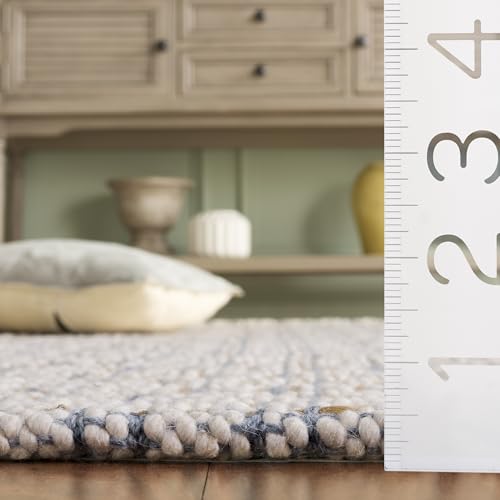 SAFAVIEH Natural Fiber Collection Area Rug - 6' Square, Natural & Blue, Handmade Jute & Wool, Ideal for Living Room, Bedroom, Dining Space (NFB225N) - color: Natural/Blue, size: 6' x 6' (Square)