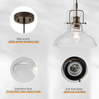 WILON Pendant Lights Kitchen Island Lighting, 11" Rust-Coloured Farmhouse Hanging Light Fixture, Kitchen Pendant Lighting Over Island Clear Glass Shade for Dining Hallway Entryway Bar - color: Rust-Colo