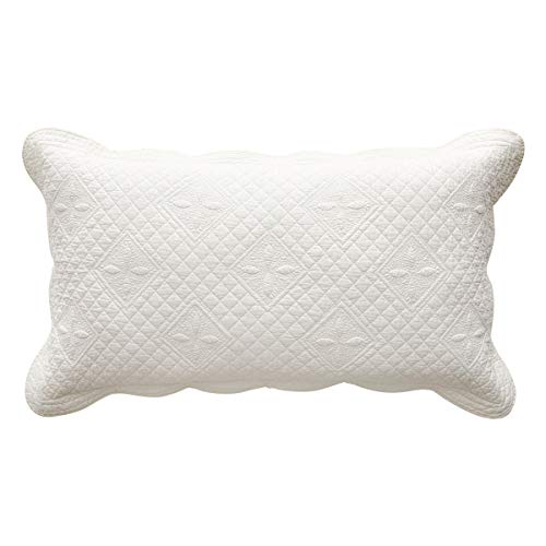 Calla Angel Sage Garden Luxury Pure Cotton Matelasse Quilted Pillow Sham, King Pillow, 20x36, Ivory - color: Ivory, size: King