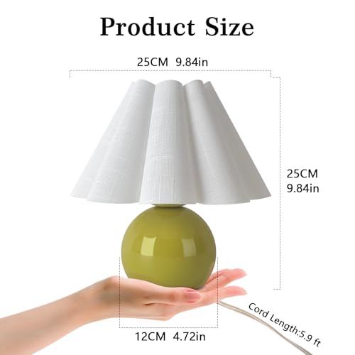 Green Small Touch Control Table Lamp for Bedroom, Green Bedside Lamps for Nightstand, Cute Mini Small Table Lamps for Small Spaces with Scalloped Shade for Kitchen Counter, Bookshelf, Living Room - color: Green, size: Touch Control