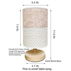 AFORTLO Table Desk Lamp, Small Fabric Boho Decorative Nightstand Night Light Solid Wood Base Lamp for Bedroom,Living Room,End Table or Office with Bulb (Brown Knit Fabric)