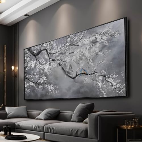 Artexist Flower Canvas Wall Art Black and White Wall Poster Scenery Wall Decor 36"x70" Print Pictures for Dining Room Area Bedroom Artwork - color: Grey, size: 70"L x 36"W