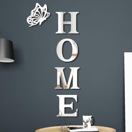Home Wall Decor,Living Room Wall Decor Home Sign Letters Mirror Wall Stickers,Modern Decals (Bright) - color: Bright