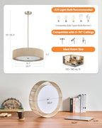 VONLUCE 20" Boho Rattan Chandelier, 4-Light Drum Chandelier with 2-Tier Woven Lampshade, Rattan Ceiling Light for Dining Room Bedroom Living Room with E26 Sockets, Nickel Finish, ETL Certified - color: Nickel, size: 20inch