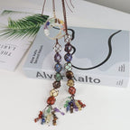2 Pieces of 7 Chakras Healing Crystals and Tree of Life Wall Hanger Tumbled Gemstones Meditation Hanging Ornament Christmas Tree Memorial Hanging Pendant (Style 1) - color: A-style 19