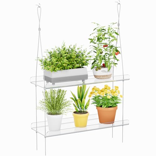 Lifewit 2-Tier Window Plant Shelves 15", Acrylic Adjustable Hanging Floating Shelf, Window Sill Extender for Succulent Plants, Micro Greens, Seed Starter Pots, Herb Planters 38 x 15 cm/15x6 - size: 2-Tier