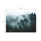 YISURE Forest Tapestry Wall Hanging Foggy Tree Tapestry Nature Misty Forest Mountain Wall Tapestries Woodland Landscape Backdrop for Dorm Room Living Home Office Large, Grey Green, 91(W) X71(L) Inch - size: 71"L x 91"W