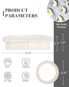 Rattan Light Fixtures Ceiling Mount, HWH 15W LED Flush Mount Ceiling Light 13'' Boho Twine Light Fixtures Coastal Lighting Fixtures, White Finish, 5HYS78F-LED WH - color: White, size: 13 Inch