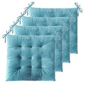 ELFJOY 4 Pack Chair Cushions for Dining Chairs Chair Pads Cushion for Kitchen Office Tufted Square Seat Cushion with Ties (16" Blue Velvet) - color: Blue Velvet
